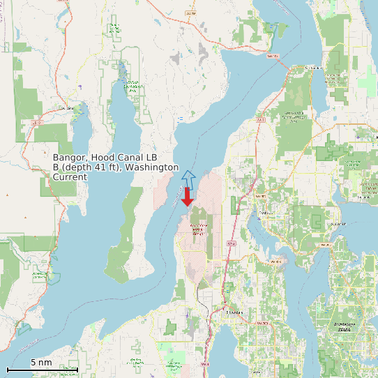 Map of Bangor, Hood Canal LB B (depth 41 ft), Washington Current Prediction Station