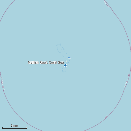 Map of Mellish Reef, Coral Sea Tide Prediction Station