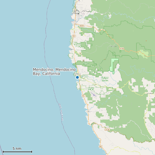 Map of Mendocino, Mendocino Bay, California Tide Prediction Station