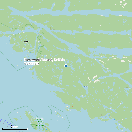 Map of Mereworth Sound, British Columbia Tide Prediction Station