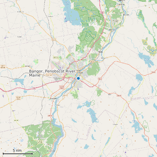 Map of Bangor, Penobscot River, Maine Tide Prediction Station