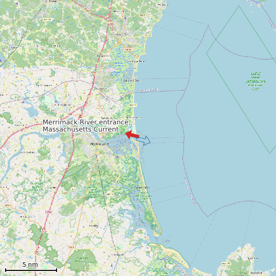 Map of Merrimack River entrance, Massachusetts Current Prediction Station