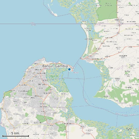 Map of Banjul, Gambia Tide Prediction Station