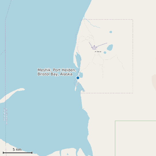 Map of Meshik, Port Heiden, Bristol Bay, Alaska Tide Prediction Station
