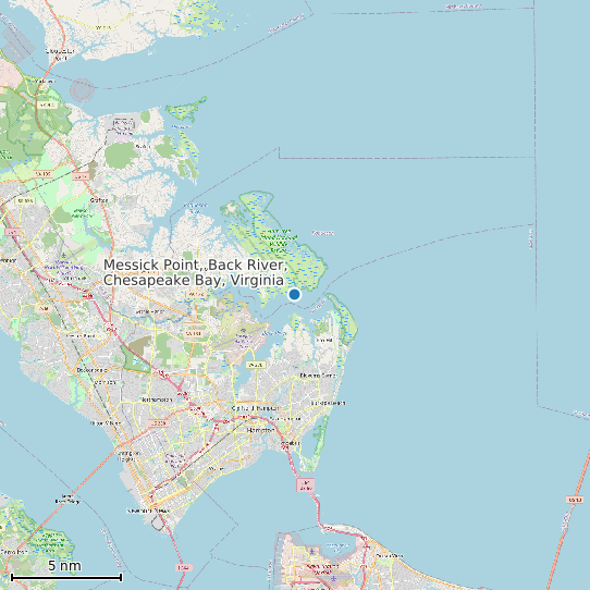 Map of Messick Point, Back River, Chesapeake Bay, Virginia Tide Prediction Station