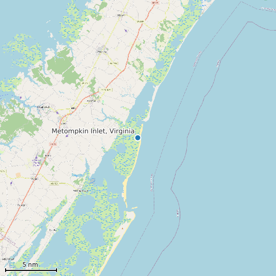 Map of Metompkin Inlet, Virginia Tide Prediction Station