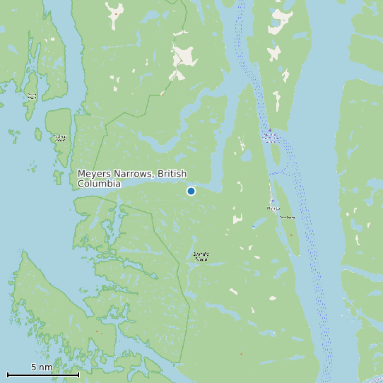 Map of Meyers Narrows, British Columbia Tide Prediction Station