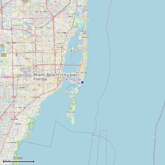 Map of Miami Beach (city pier), Florida Tide Prediction Station