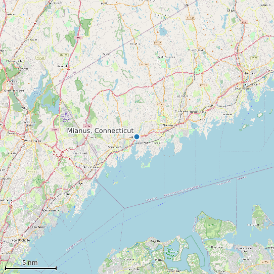 Map of Mianus, Connecticut Tide Prediction Station