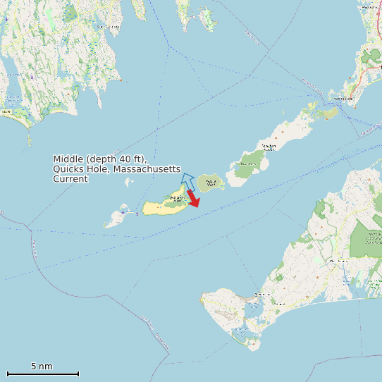 Map of Middle (depth 40 ft), Quicks Hole, Massachusetts Current Prediction Station
