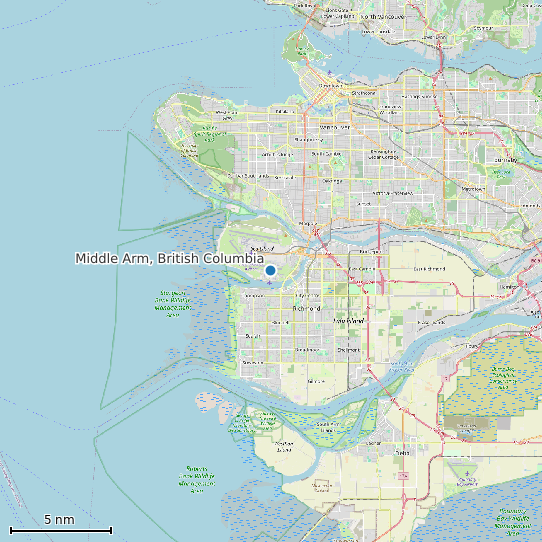 Map of Middle Arm, British Columbia Tide Prediction Station