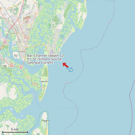 Map of Bar Channel (depth 12 ft), St. Simons Sound, Georgia Current Prediction Station