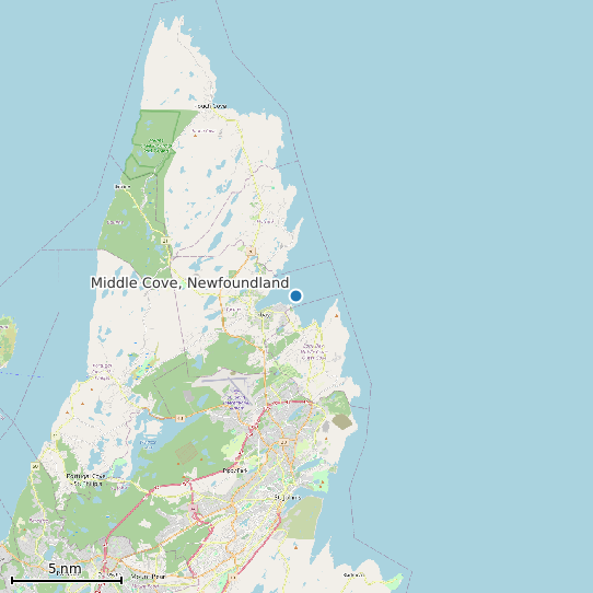 Map of Middle Cove, Newfoundland Tide Prediction Station