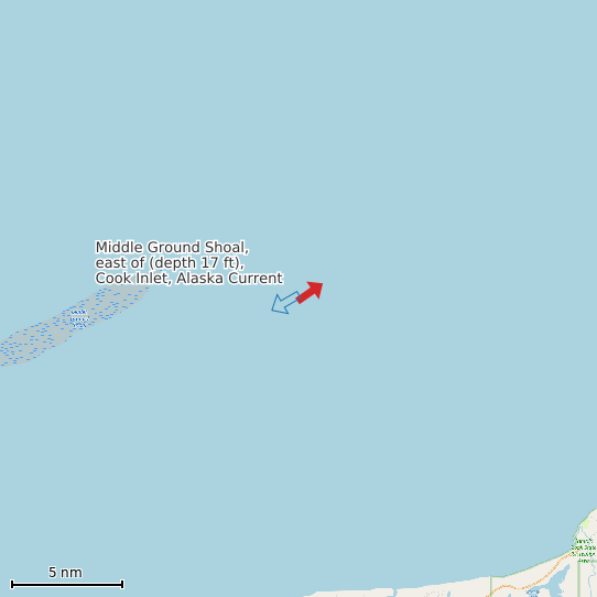 Map of Middle Ground Shoal, east of (depth 17 ft), Cook Inlet, Alaska Current Prediction Station