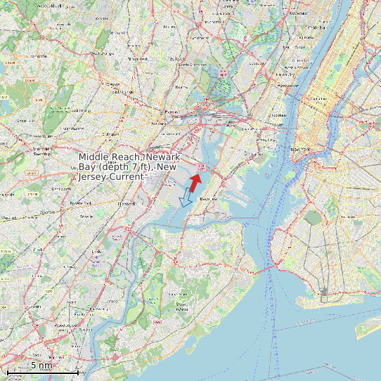 Map of Middle Reach, Newark Bay (depth 7 ft), New Jersey Current Prediction Station