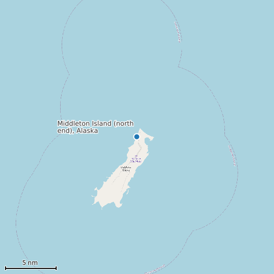Map of Middleton Island (north end), Alaska Tide Prediction Station