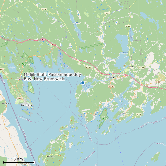 Map of Midjik Bluff, Passamaquoddy Bay, New Brunswick Tide Prediction Station