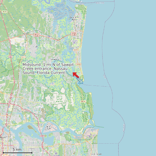 Map of Midsound, 1 mi N of Sawpit Creek entrance, Nassau Sound, Florida Current Prediction Station