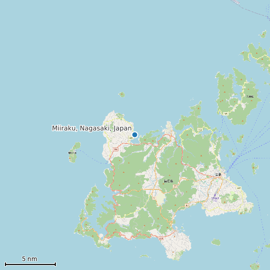 Map of Miiraku, Nagasaki, Japan Tide Prediction Station