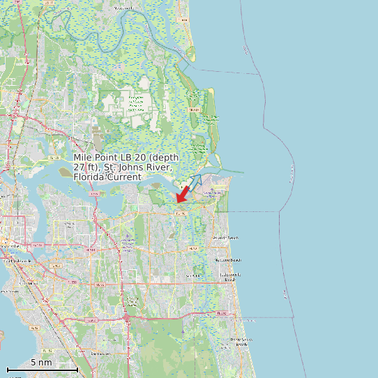 Map of Mile Point LB 20 (depth 27 ft), St. Johns River, Florida Current Prediction Station