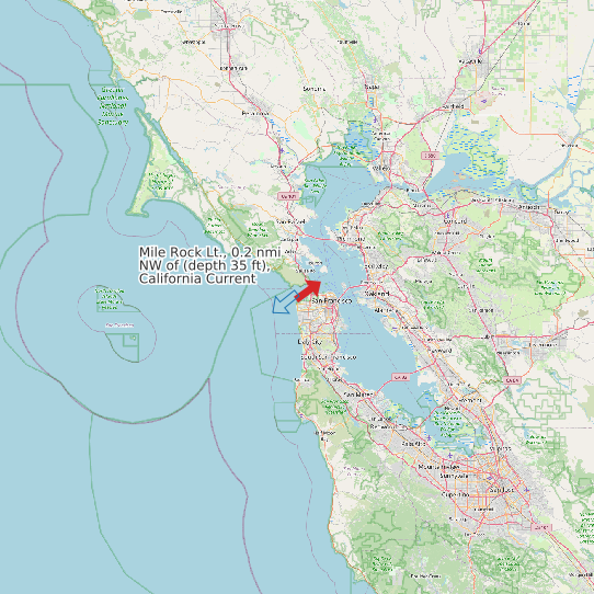 Mile Rock Lt., 0.2 nmi NW of (depth 35 ft), California Current map