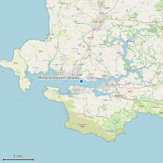 Map of Milford Haven, Wales Tide Prediction Station
