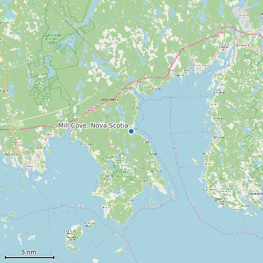 Map of Mill Cove, Nova Scotia Tide Prediction Station