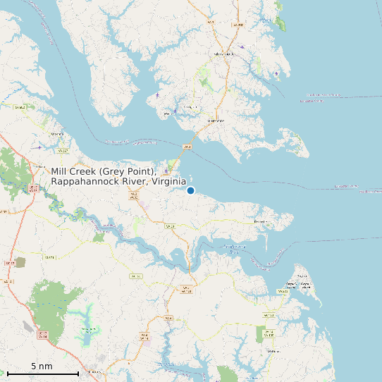Map of Mill Creek (Grey Point), Rappahannock River, Virginia Tide Prediction Station