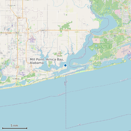 Map of Mill Point, Arnica Bay, Alabama Tide Prediction Station