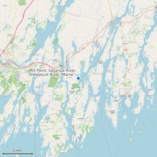 Map of Mill Point, Sasanoa River, Sheepscot River, Maine Tide Prediction Station
