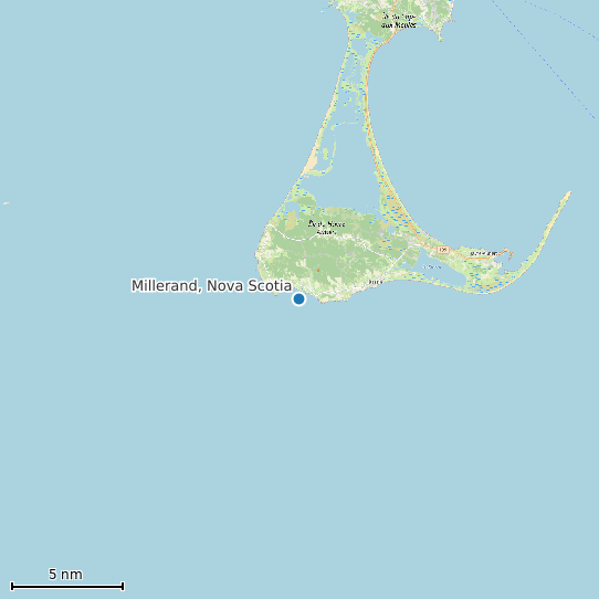 Map of Millerand, Nova Scotia Tide Prediction Station