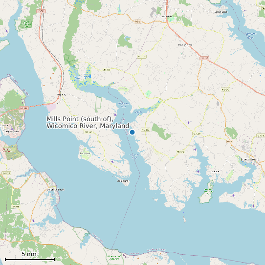 Map of Mills Point (south of), Wicomico River, Maryland Tide Prediction Station