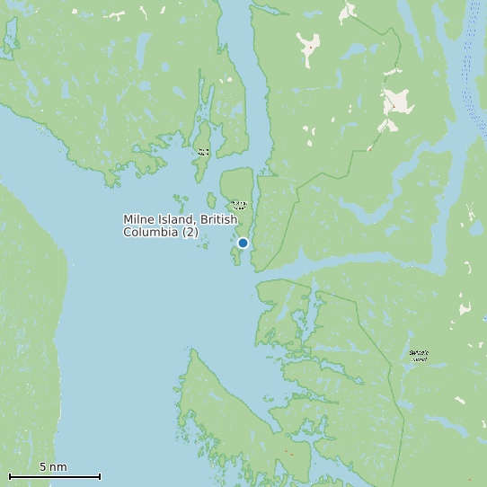 Map of Milne Island, British Columbia (2) Tide Prediction Station