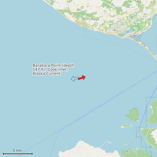 Map of Barabara Point (depth 147 ft), Cook Inlet, Alaska Current Prediction Station