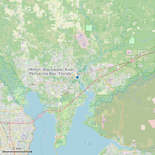Map of Milton, Blackwater River, Pensacola Bay, Florida Tide Prediction Station