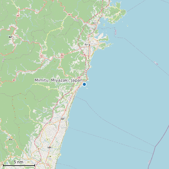Map of Mimitu, Miyazaki, Japan Tide Prediction Station