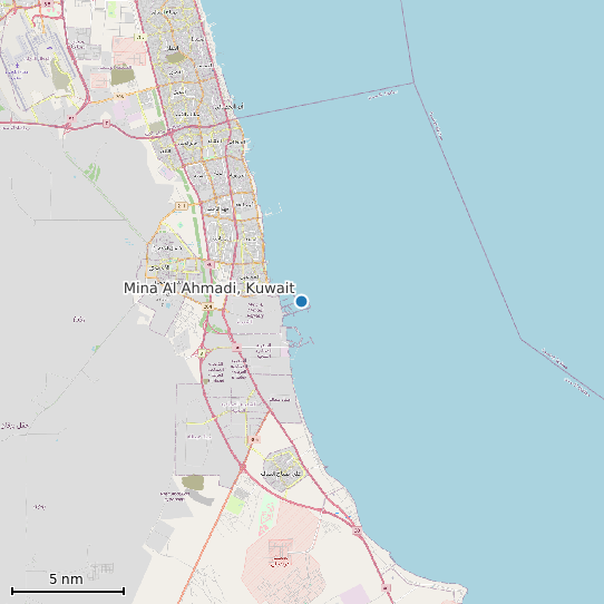 Map of Mina Al Ahmadi, Kuwait Tide Prediction Station
