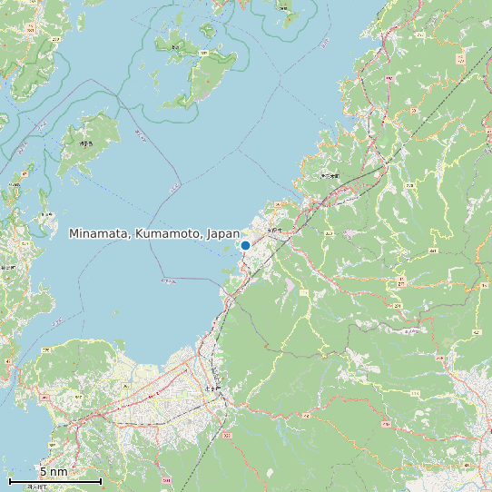 Map of Minamata, Kumamoto, Japan Tide Prediction Station