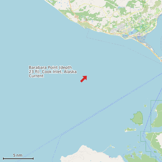 Map of Barabara Point (depth 23 ft), Cook Inlet, Alaska Current Prediction Station