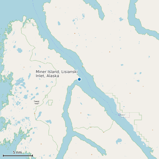 Map of Miner Island, Lisianski Inlet, Alaska Tide Prediction Station
