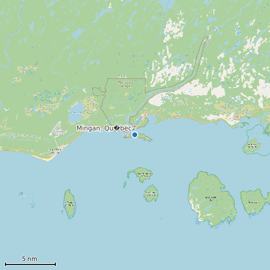 Map of Mingan, Qu�bec Tide Prediction Station