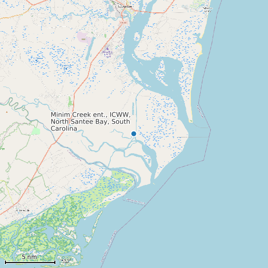 Map of Minim Creek ent., ICWW, North Santee Bay, South Carolina Tide Prediction Station