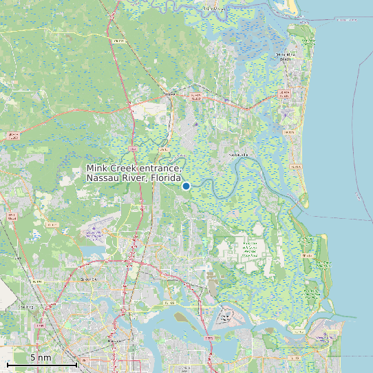 Map of Mink Creek entrance, Nassau River, Florida Tide Prediction Station