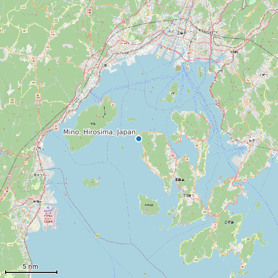 Map of Mino, Hirosima, Japan Tide Prediction Station