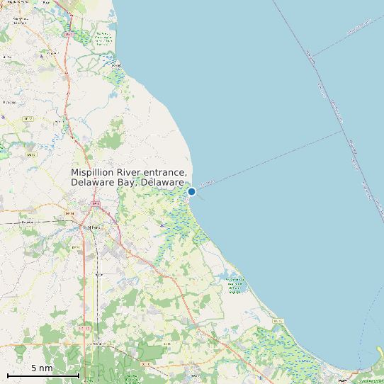 Map of Mispillion River entrance, Delaware Bay, Delaware Tide Prediction Station