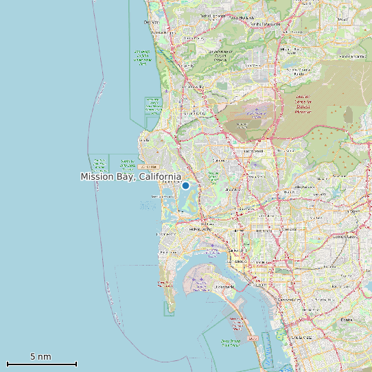 Map of Mission Bay, California Tide Prediction Station