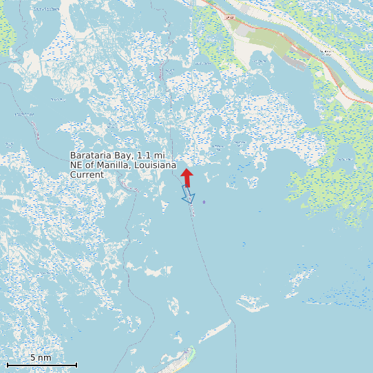 Map of Barataria Bay, 1.1 mi NE of Manilla, Louisiana Current Prediction Station