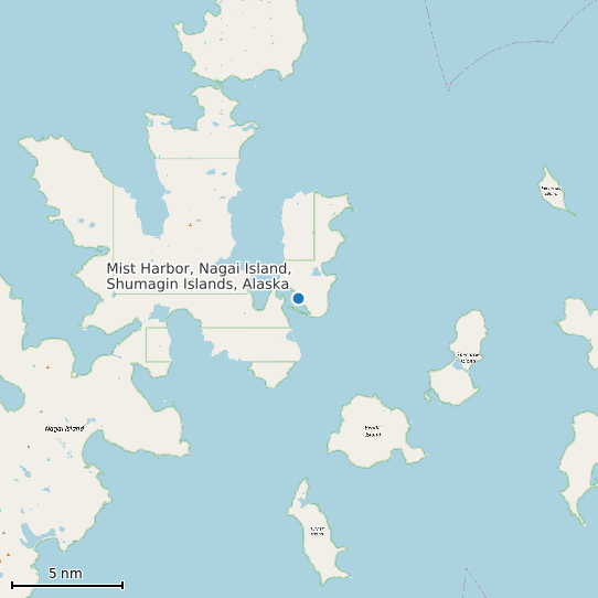 Map of Mist Harbor, Nagai Island, Shumagin Islands, Alaska Tide Prediction Station