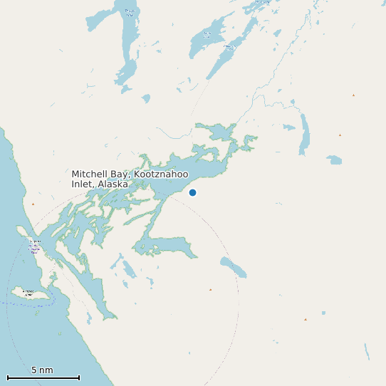 Map of Mitchell Bay, Kootznahoo Inlet, Alaska Tide Prediction Station