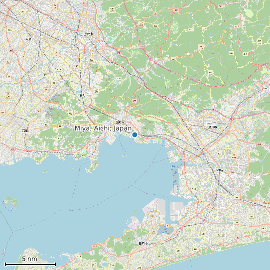 Map of Miya, Aichi, Japan Tide Prediction Station